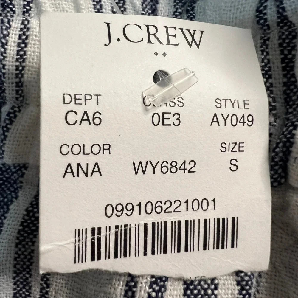 J.Crew Striped‎ Paperbag Shorts Womens S Linen Blend Blue White Elastic Waist